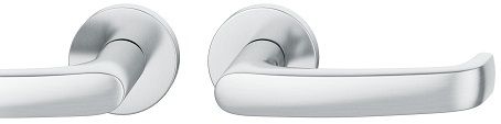 Handle set on round roses BAC, stainless steel matt