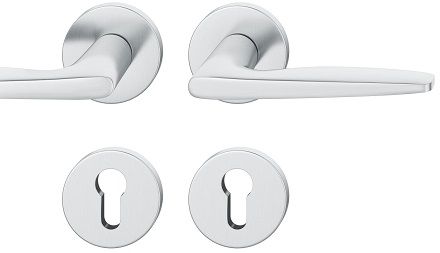 Handle set on round roses PZ, stainless steel matt