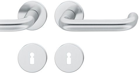 Handle set on round roses BB, stainless steel matt