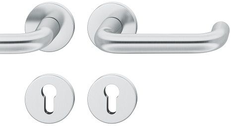 Handle set on round roses PZ, stainless steel matt