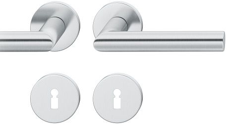 Handle set on round roses BB, stainless steel matt