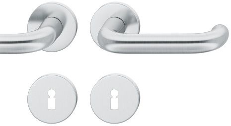 Handle set on round roses BB, stainless steel matt