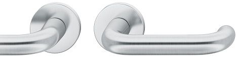 Handle set on round roses BAC, stainless steel matt