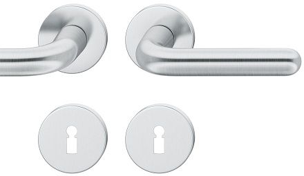 Handle set on round roses BB, stainless steel matt
