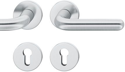 Handle set on round roses PZ, stainless steel matt