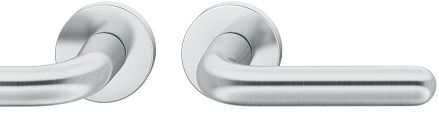 Handle set on round roses BAC, stainless steel matt
