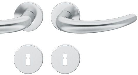 Handle set on round roses BB, stainless steel matt