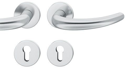 Handle set on round roses PZ, stainless steel matt