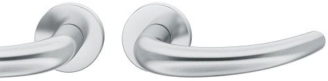 Handle set on round roses BAC, stainless steel matt