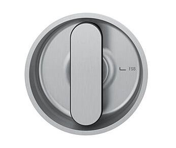 Sliding door handle with WC knob, round, stainless steel