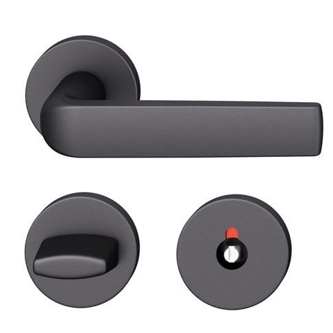 Handle set on round roses WC, DB 39-58 mm, black blasted S8