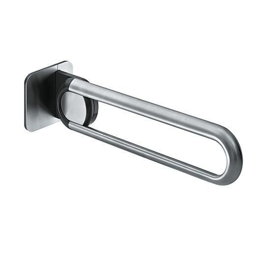 Paceļams atbalsta rokturis 850mm, ar noapaļotu kvadrātveida stiprinājumu, matēts nerūsējošais tērauds, kreisais