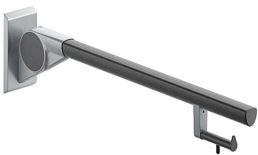 Paceļams atbalsta rokturis 900mm ar WC papīra ruļļa turētāju, antracīta pelēks/alumīnija pelēks