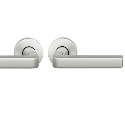 Handle set on round roses BAC, stainless steel matt