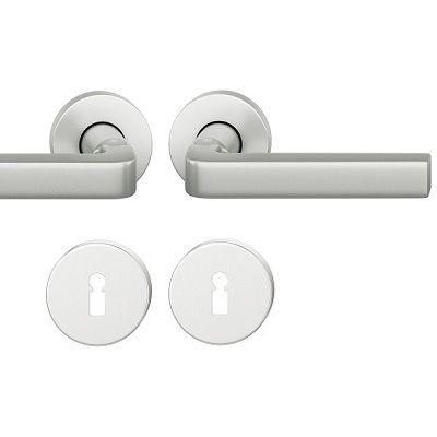 Handle set on round roses BB, stainless steel matt