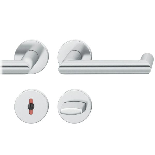 Handle set on round roses WC, DT 39-58 mm, stainless steel matt
