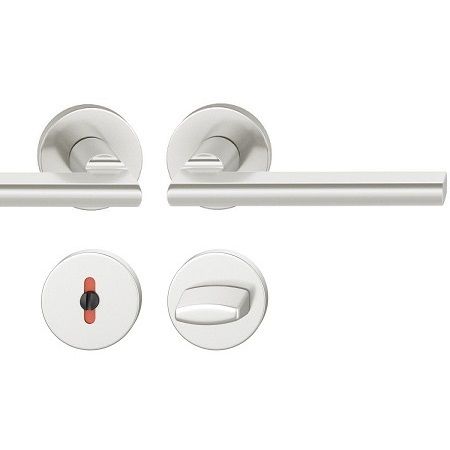 Handle set on round roses. WC, aluminium F1