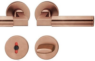 Handle set with round roses WC, door thickn.DB 39-58 mm, light bronze
