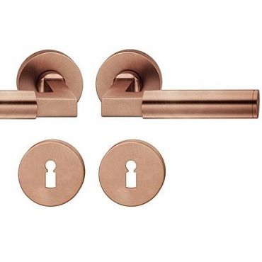 Handle set with round roses BB, door thickn. DB 39-58 mm, light bronze