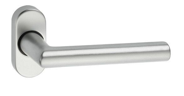 Handle for framed doors 1080 FS (for fire safety doors) on oval rose, st. steel
