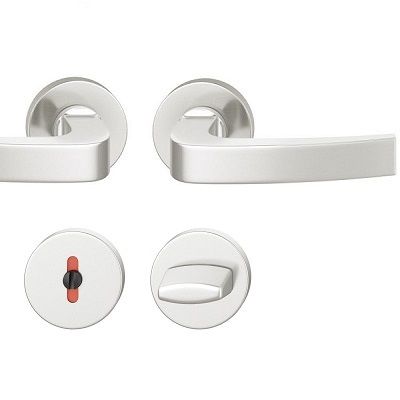 Handle set on round roses WC, aluminium F1