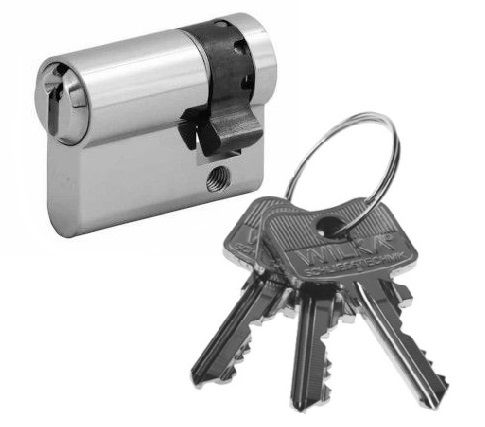 Single profile cylinder 50-10, nickel-plated brass