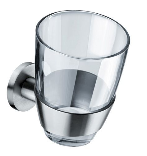 Glāzes turētājs ar glāzi, skrūvējams sienā, nerūsējošais tērauds