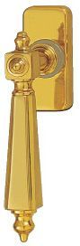L-shape window handle, polished brass