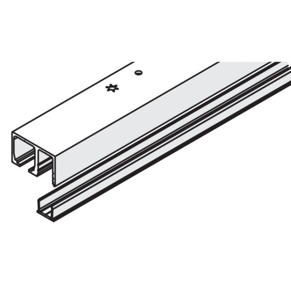 JUNIOR 80 Top track set for fixed glass, with cover profile, 6000 mm, aluminium anodized
