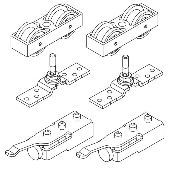 FRONTSLIDE 100 A, rullīšu garnitūra 1 vērtnei, bez  sliedes 
