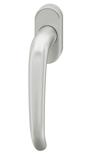 Window handle on oval rose, aluminium F1