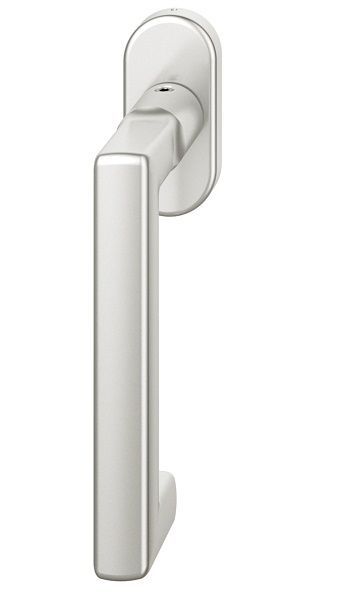 Window handle on oval rose, aluminium F1