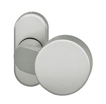 0809F fireproof fixed door knob, on oval rose, aluminium F1