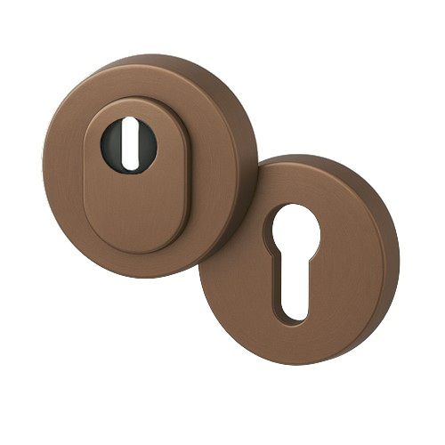 Security rose 14 mm with cylinder security disc + strike rose 1735, aluminium bronze tone S5
