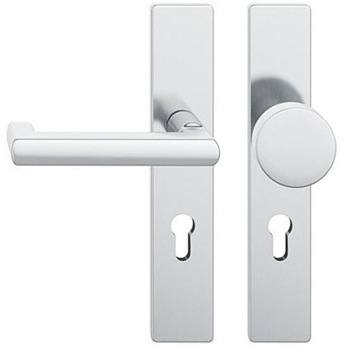 FSB 79 1031 door knob set with backplates for fireproof emergency doors, PZ 72mm, stainless steel,LEFT