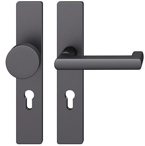 FSB 79 1031 door knob set with backplates for fireproof emergency doors, PZ 92mm, aluminium matt black S8,RIGHT