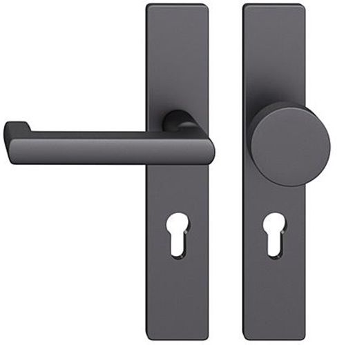 FSB 79 1031 door knob set with backplates for fireproof emergency doors, PZ 92mm, aluminium matt black S8,LEFT