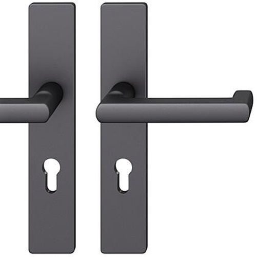FSB 79 1031 handle set with backplates for fireproof emergency doors, PZ 72mm, matt black S8,RIGHT