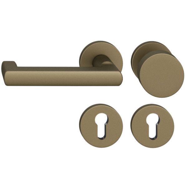 FSB 79 1031 rokturpogas grt. ar apaļām PZ rozetēm ugunsdrošām evakuācijas durvīm, alumīnijs graudaini matēts vidēji tumšā bronzas tonī S5, KREISĀ