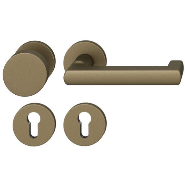 FSB 79 1031 rokturpogas grt. ar apaļām PZ rozetēm ugunsdrošām evakuācijas durvīm, alumīnijs graudaini matēts vidēji tumšā bronzas tonī S5, LABĀ