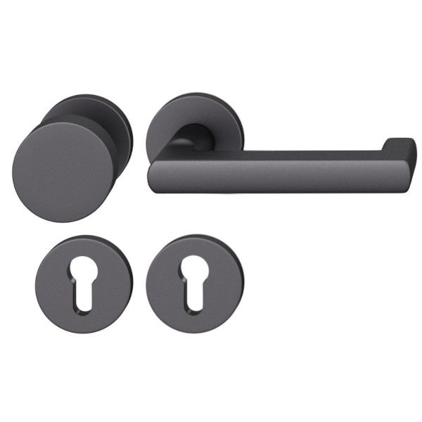 FSB 79 1031 rokturpogas grt. ar apaļām PZ rozetēm ugunsdrošām evakuācijas durvīm, alumīnijs graudaini matēts melns S8, LABĀ