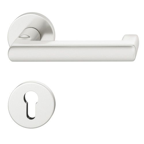 FSB 79 1031 handle set with PZ round roses for fireproof emergency doors, natural aluminium F1