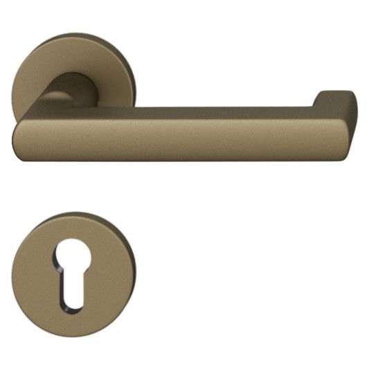 FSB 79 1031 handle set with PZ round roses for fireproof emergency doors, medium dark bronze S5