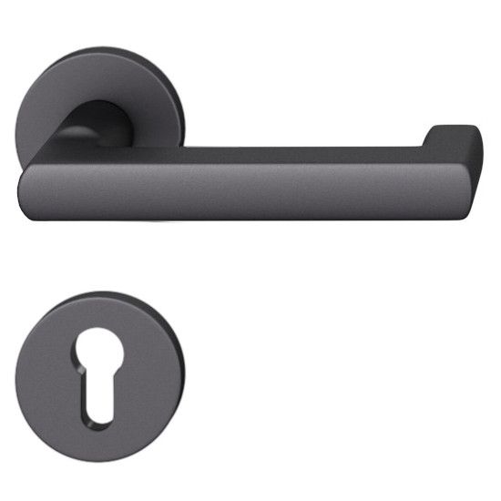 FSB 79 1031 handle set with PZ round roses for fireproof emergency doors, matt black S8
