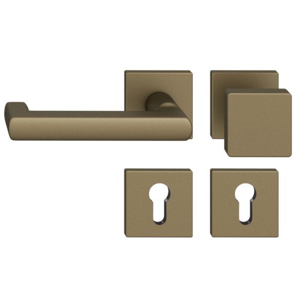 FSB 79 1031 rokturpogas grt. ar kantainām PZ rozetēm ugunsdrošām evakuācijas durvīm, alumīnijs graudaini matēts vidēji tumšas bronzas tonī S5, KREISĀ