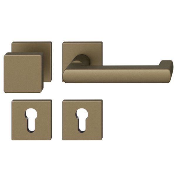 FSB 79 1031 rokturpogas grt. ar kantainām PZ rozetēm ugunsdrošām evakuācijas durvīm, alumīnijs graudaini matēts vidēji tumšas bronzas tonī S5, LABĀ