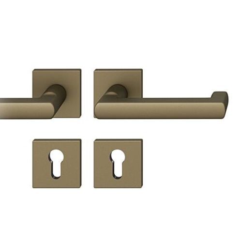 FSB 79 1031 rokturu grt. ar kantainām PZ rozetēm ugunsdrošām evakuācijas durvīm, alumīnijs anodēts graudaini  matēts vidēji tumšas bronzas tonī S5