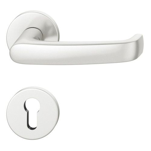 FSB 79 1045 handle set with PZ round roses for fireproof emergency doors, natural aluminium F1