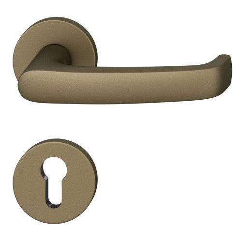 FSB 79 1045 handle set with PZ round roses for fireproof emergency doors, medium dark bronze S5