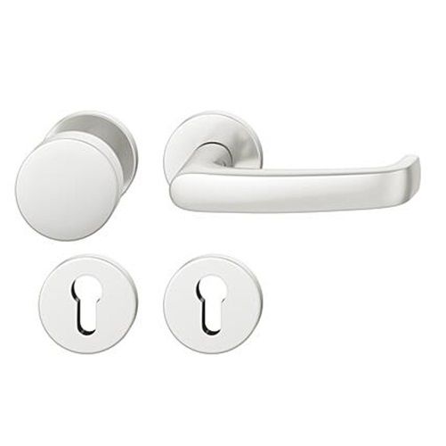 FSB 79 1045 door knob set with PZ round roses for fireproof emergency doors, natural aluminium F1,RIGHT